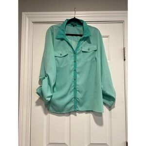 Elements green stripe blouse 2Xl